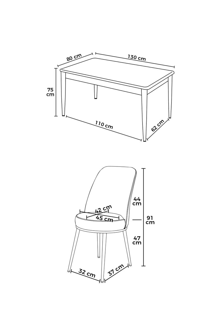 Set masa si scaune (5 piese), Hanah Home, Pir, Model de marmură neagră / Teracotă — imaginea 3
