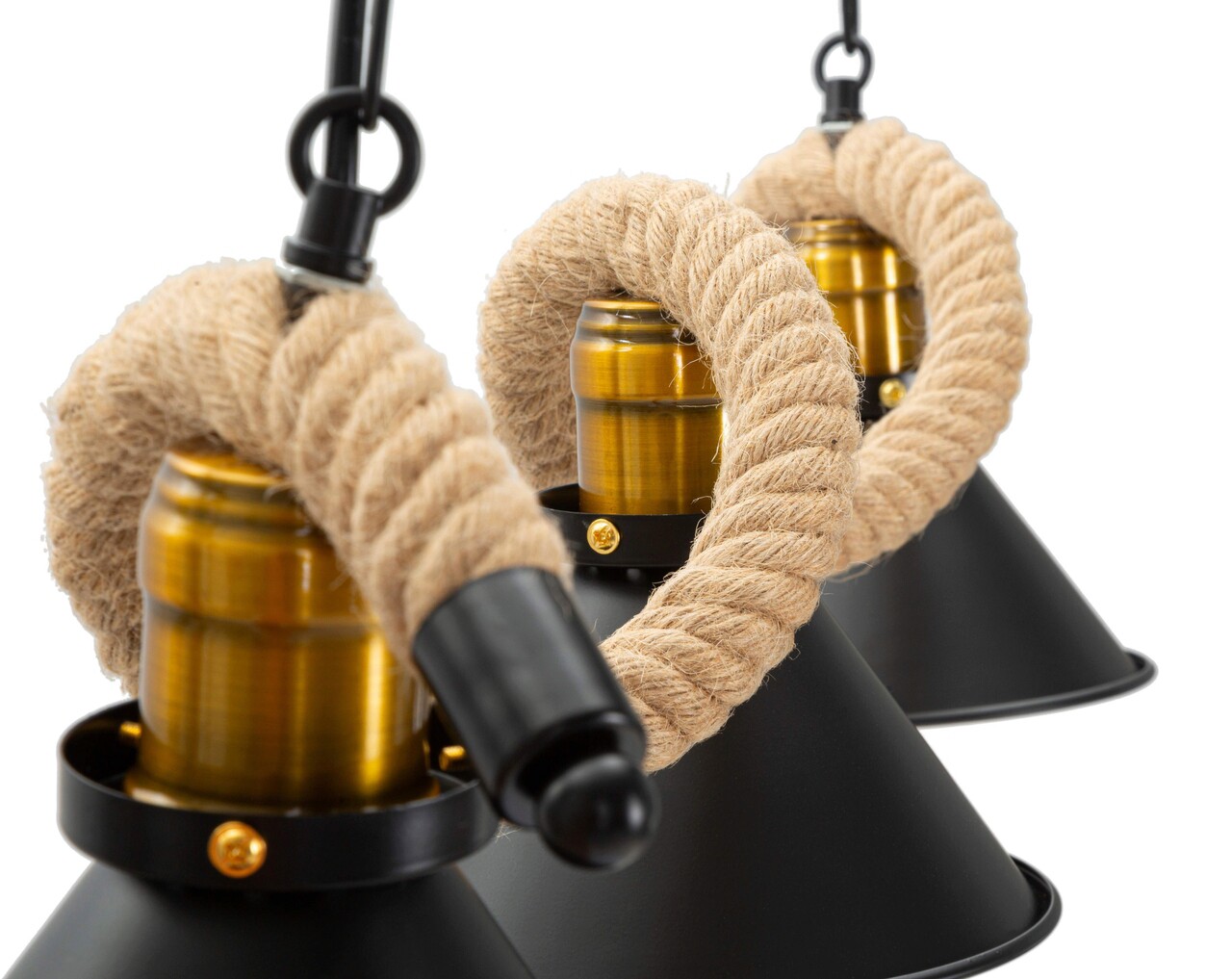 Lustra Rope, Mauro Ferretti, 84 x 20 x 88 cm, 3 x E27, 20W, fier/sfoara, maro/negru - 2 | YEO