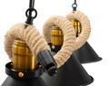 Lustra Rope, Mauro Ferretti, 84 x 20 x 88 cm, 3 x E27, 20W, fier/sfoara, maro/negru