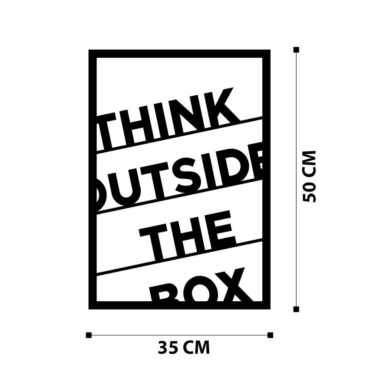 Decoratiune de perete, Think Outside The Box Metal Decor, metal, 35 x 50 cm, negru