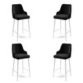 Set scaune  de bar 4 piese, Charlotte, Enox, Metal, Alb/Negru