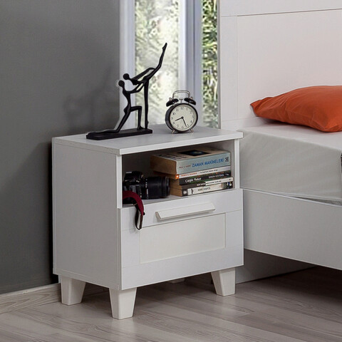 Noptiera, Vella, Alfa, 45x52x40cm, PAL, Alb 45x52x40cm imagine 2022