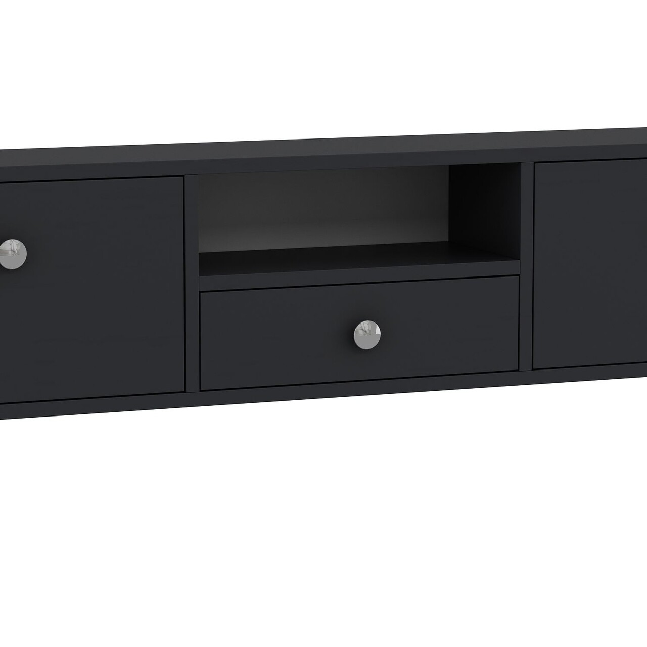 Comoda TV, Hanah Home, 1301-DROP-1, 140x30x30 cm, PAL , Antracit / Argintiu - view 6