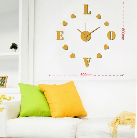 Sticker decorativ cu ceas love, mauro ferretti, 60x60 cm, plastic