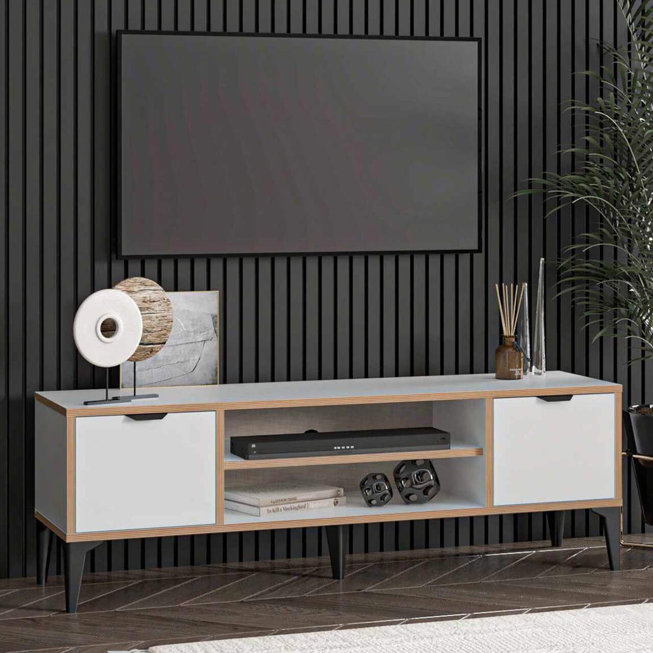 Comoda TV, Hanah Home, Arden, 140x46x35 cm, Alb - imagine 2