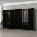 Dulap pentru haine, Minerva, Kale, 315x190x52 cm, PAL, Antracit / Negru