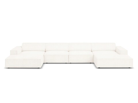 Canapea panoramica 6 locuri, Jodie, Micadoni Home, BL, 364x166x70 cm, poliester Boucle, bej