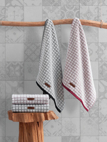 Set prosoape, Cotton Box, Nature, Bumbac/Poliester, Negru / Alb / Gri / Roz