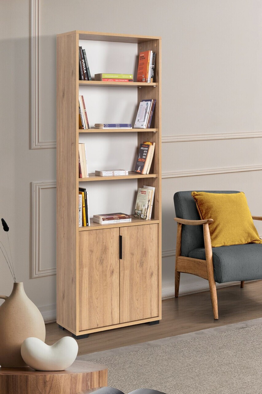 Corp biblioteca, Hanah Home, Evm 8105, 60x187x30 cm, PAL, Maro — imaginea 3