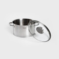 Set de gatit 6 piese Eataly, Homla, 1.5 L / 2 L / 2.5 L, inox/sticla, argintiu