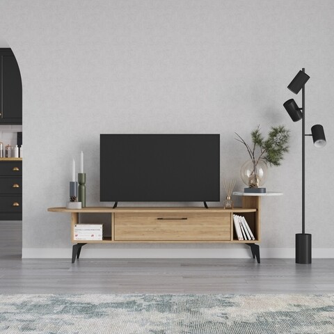 Comoda TV, Decortie, Ada, 188 x 42.6 x 40 cm, pal melaminat, stejar 188