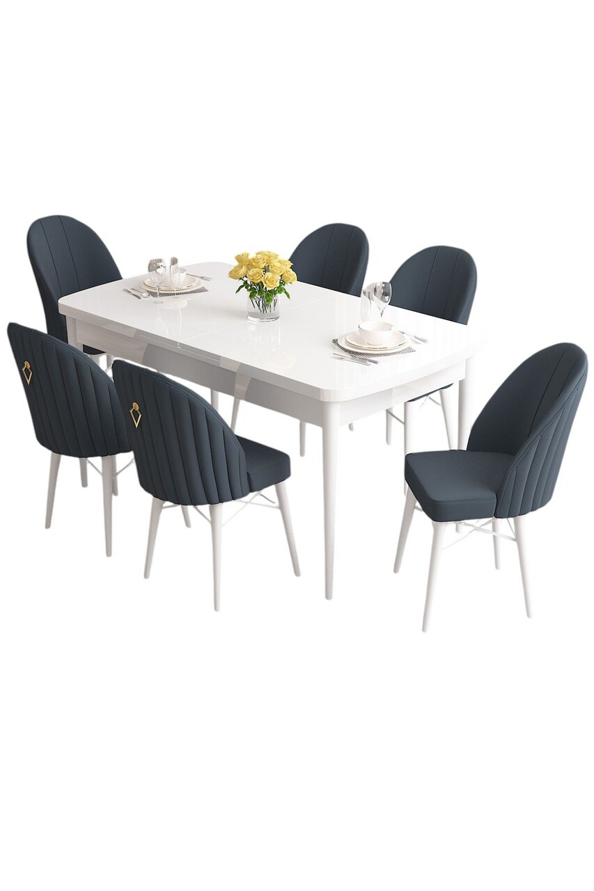 Set masa extensibila si scaune, Hanah Home, Roz, Alb / Antracit - view 2