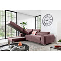 Coltar extensibil stanga 3 locuri ELTAP, LT-24LO, Grayson, 278x205x92 cm, lemn/poliester, roz