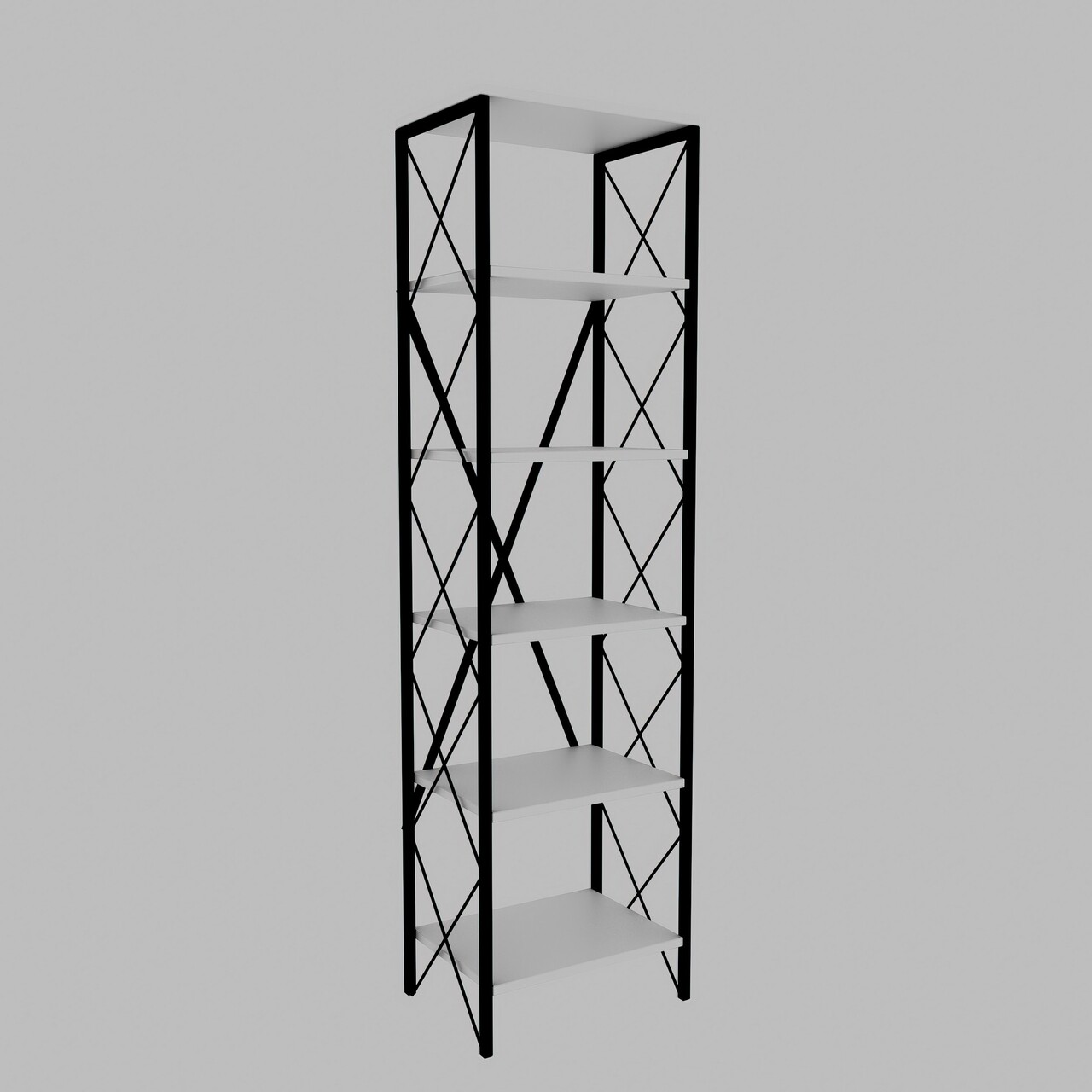 Corp biblioteca, Kalune Design, Suadiye, 50x180x30 cm, PAL, Alb/Negru - 2 | YEO