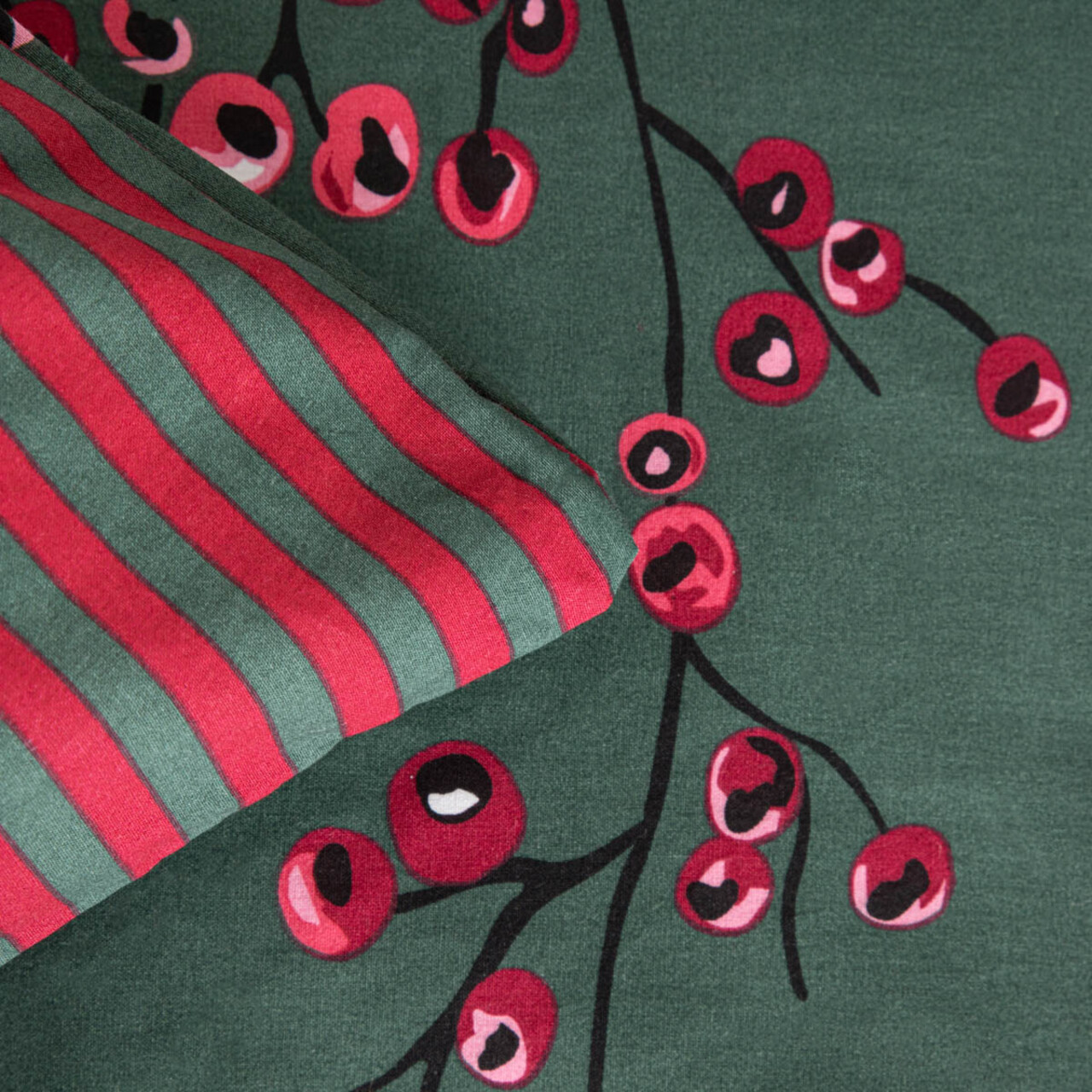 Lenjerie de pat dubla Hollyberry, Homla, 3 piese, 160x200 cm, bumbac, verde/rosu — imaginea 6