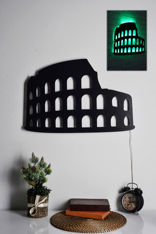 Decoratiune luminoasa led, colosseum, mdf, 60 led-uri, verde