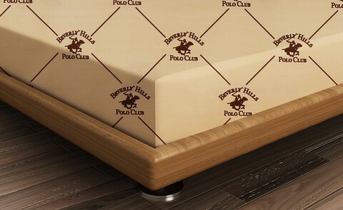 Cearceaf de pat cu elastic, 160×200 cm, 100% bumbac ranforce, Beverly Hills Polo Club, BHPC 006, bej