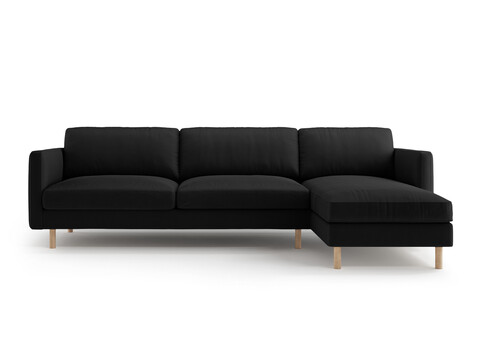 Coltar dreapta 4 locuri, Eden, Micadoni, 286x150x90 cm, catifea, negru