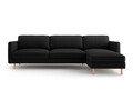 Coltar dreapta 4 locuri, Eden, Micadoni, 286x150x90 cm, catifea, negru