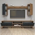 Comoda TV cu dulap Class S, Hommy Craft, albastru/maro