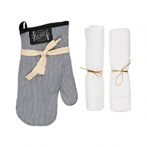 Set 3 piese pentru bucatarie heinner, bumbac, navy