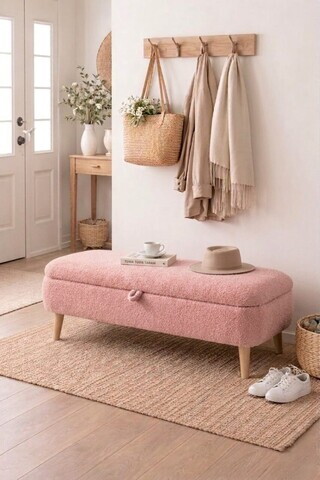 Banca, Hanah Home, Rena, 90x45x35 cm, Roz
