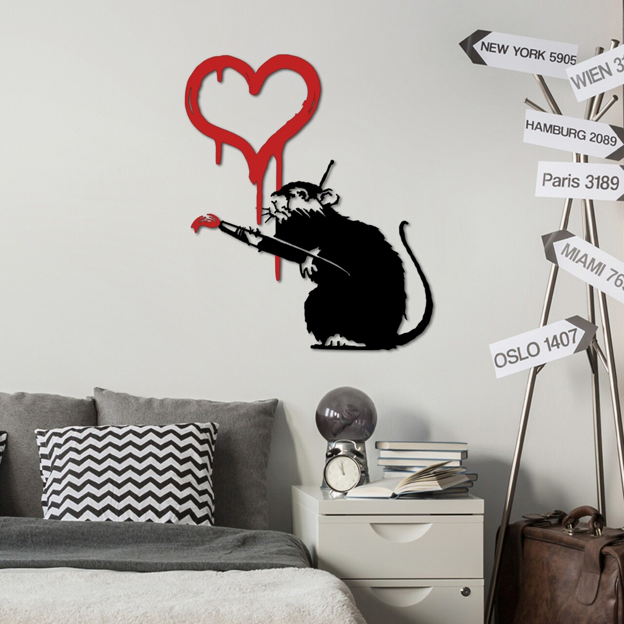 Decoratiune de perete, Banksy Metal 08, (Grosime: 1,5 mm), Alb - view 2