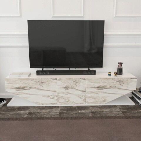 Comoda TV, Retricy, Inci, 180x30x45 cm, PAL, Alb mezoni.ro
