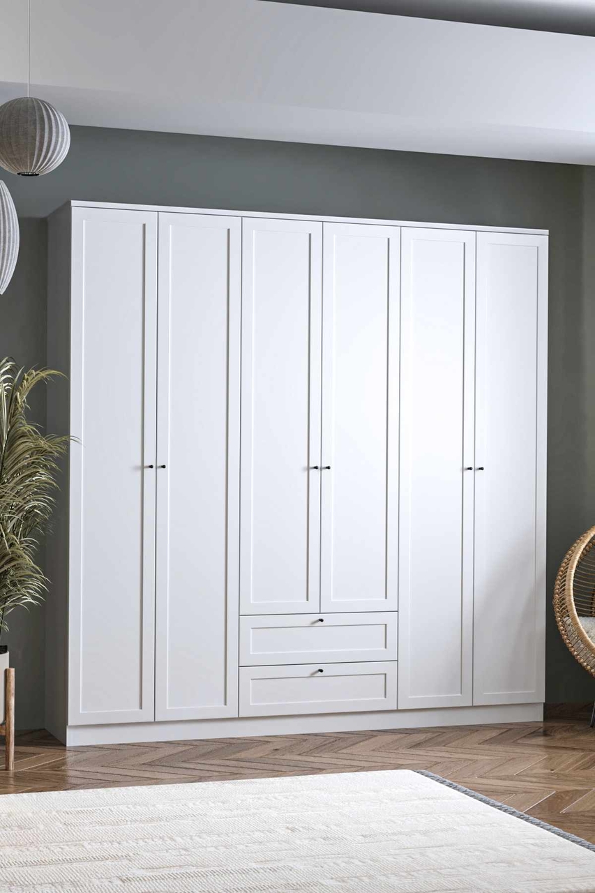 Dulap pentru haine, Hanah Home, Terra 6 210, 205x210x52 cm, Alb - view 2