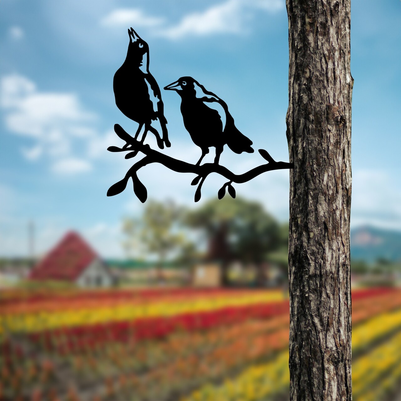 Obiect decorativ de grădină, Bird On The Branch 09, 45x39 cm, Negru - view 3