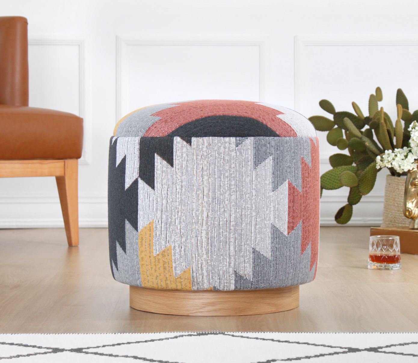 Taburet, Atelier del Sofa, 209FLF1440, 50% bumbac, 50% in, Gri