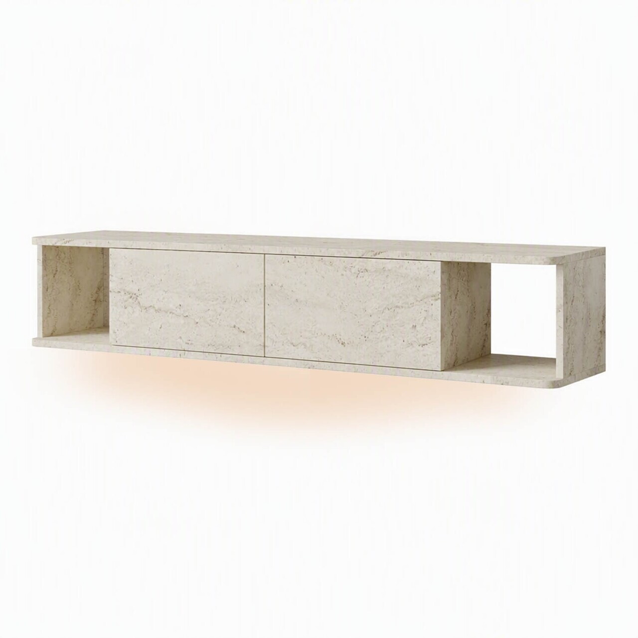 Comoda TV, Hanah Home, Twist LED, 160x29x29 cm, Travertin — imaginea 6
