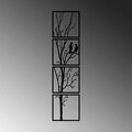 Decoratiune de perete, Tree And Birds B, Metal, 44 x 44 cm, 4 piese, Negru
