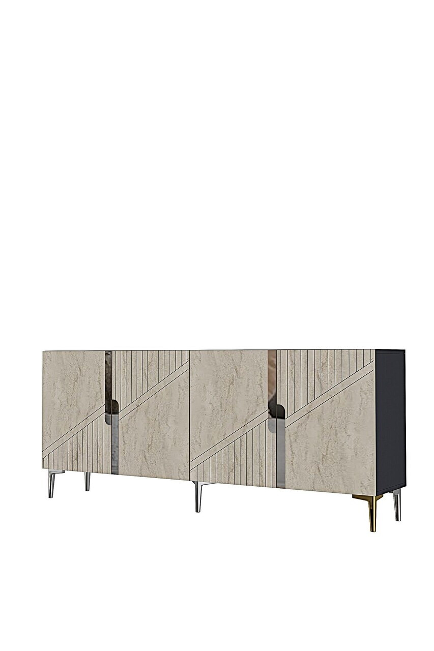 Consola, Hanah Home, Evva 150, 125x75x32 cm, Antracit / Travertin / Argint — imaginea 5