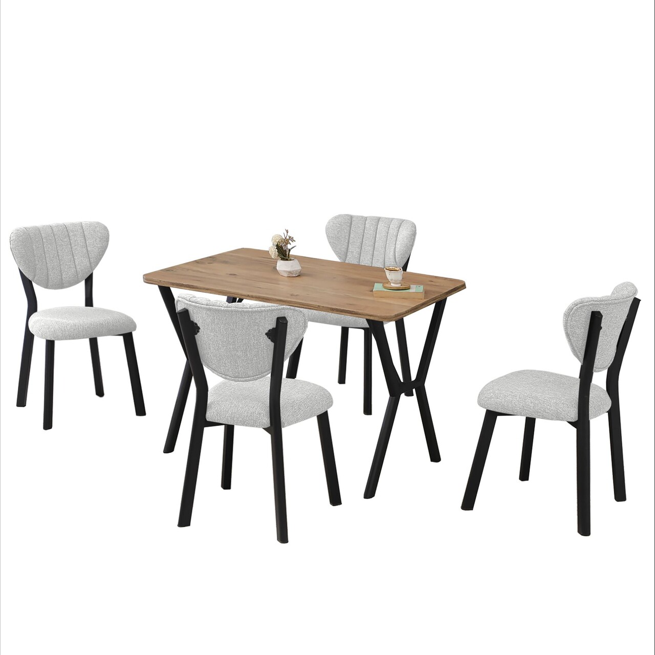 Set masa extensibila si scaune, Hanah Home, Elma, Crema/Nuca - view 4
