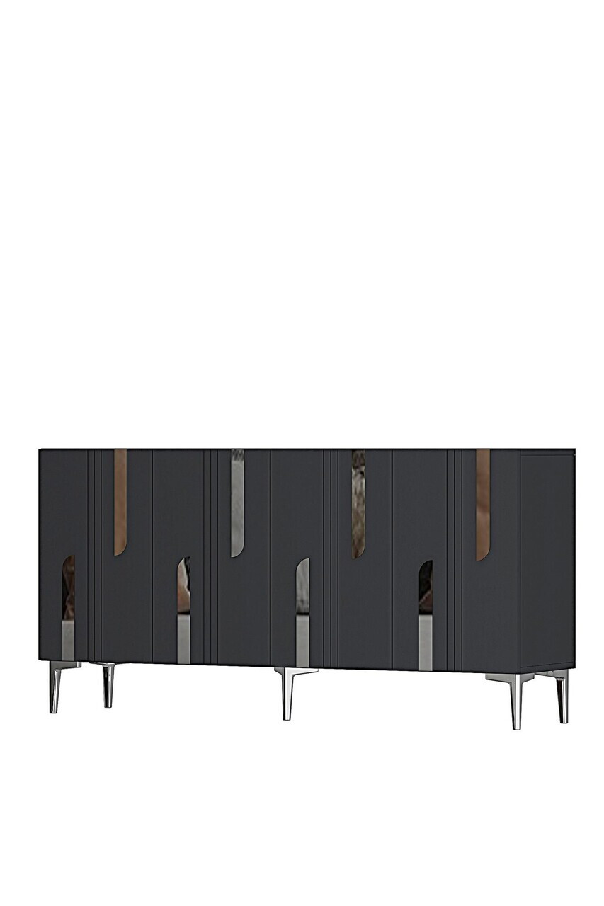 Consola, Hanah Home, Nota 150, 150x75x32 cm, Antracit / Argintiu — imaginea 4