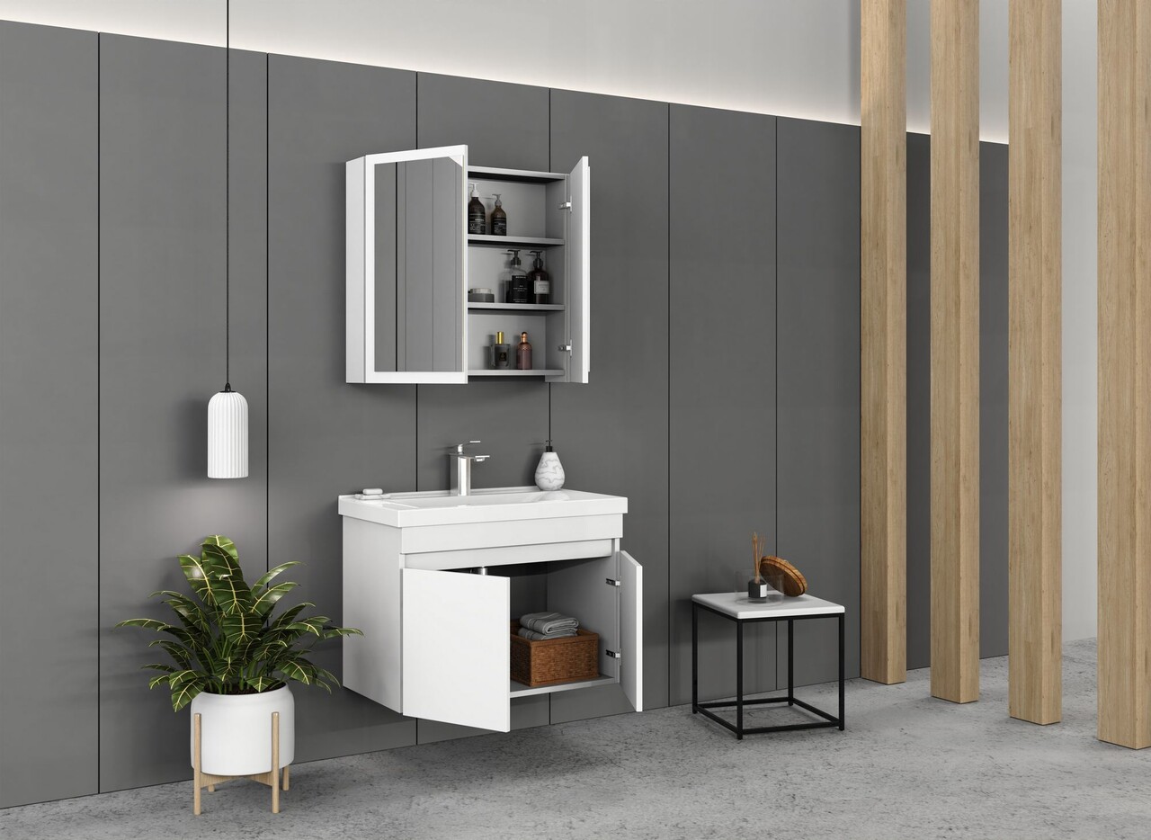 Set mobilier de baie (2 piese), Hanah Home, Foresta 80, Alb mat - view 5