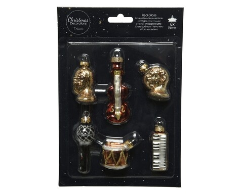 Cutie cu 6 globuri asortate Music, Decoris, sticla, multicolor