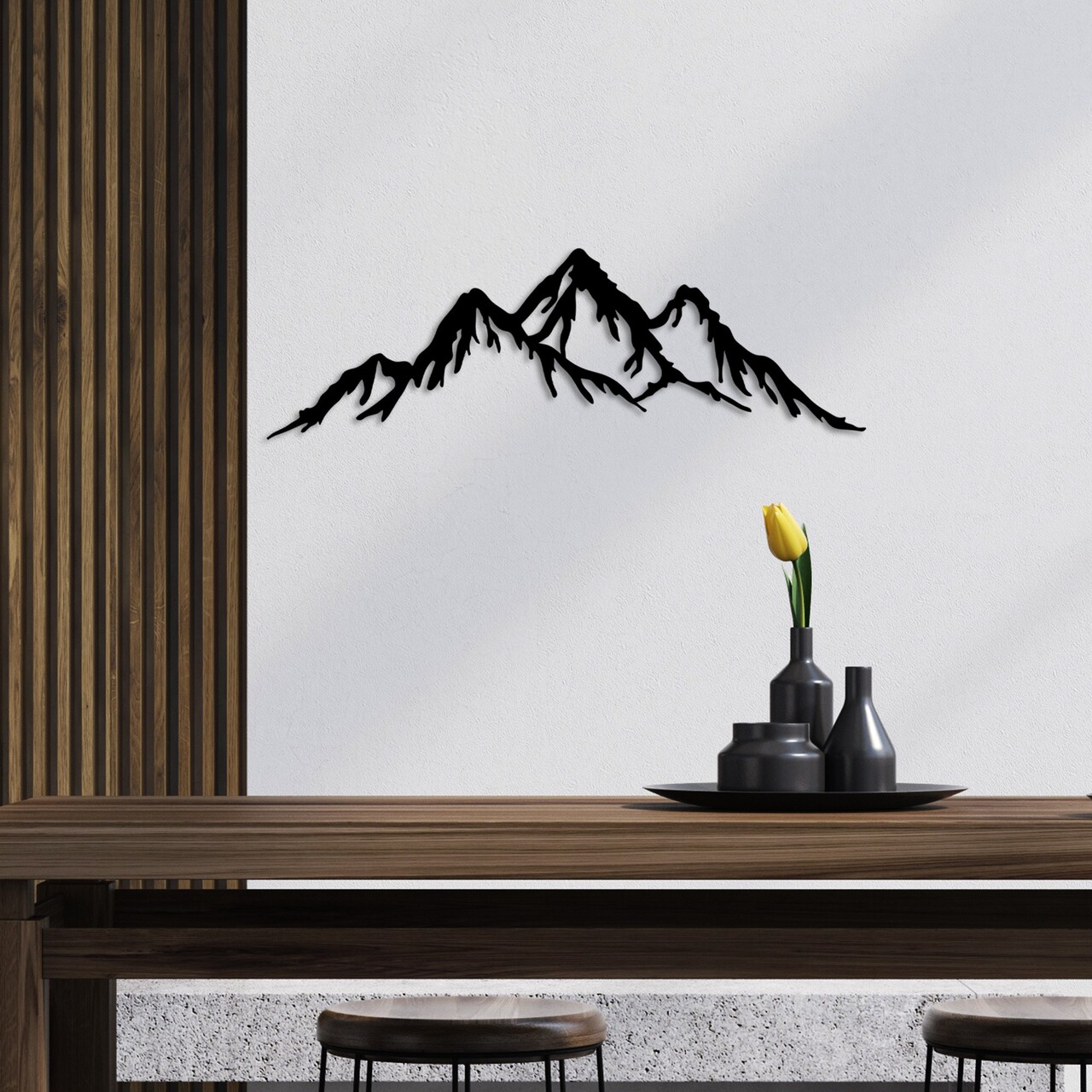 Decoratiune de perete, Mountain, 70 x 22 cm, Negru - view 2