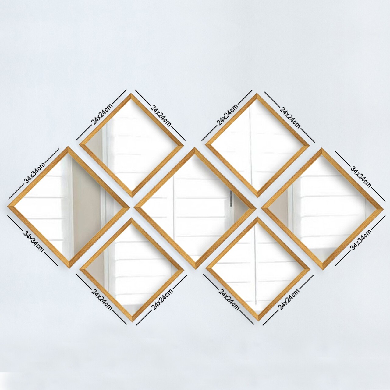 Set 6 oglinzi decorative, SETAYNA_044, Plastic laminat, Aur argint - view 2