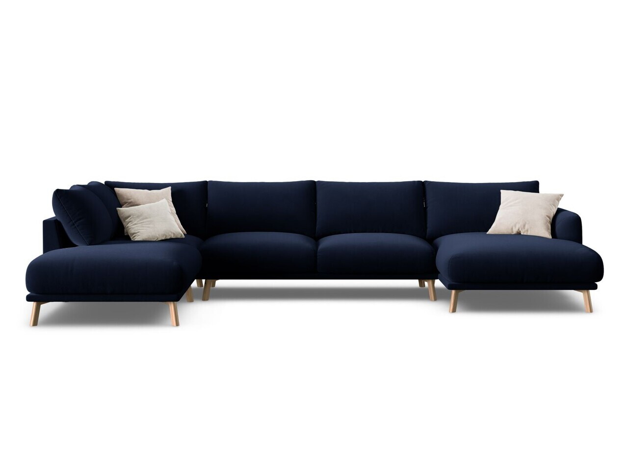Coltar panoramic stanga 6 locuri, Naomi, Micadoni Home, 365x235x75 cm, catifea, albastru regal