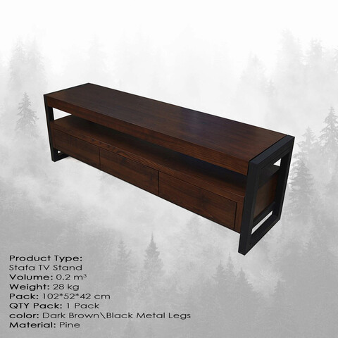 Comoda TV, Massive Design, Stafa Small, 100x50x40 cm, Maro închis/Negru Massive Design
