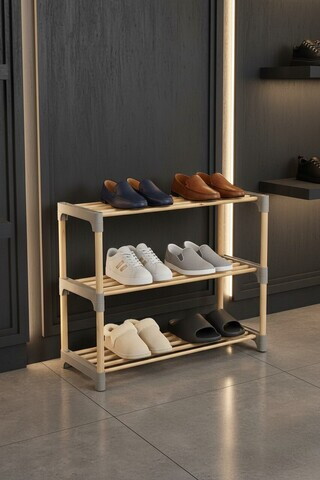 Suport pentru pantofi din lemn, Hanah Home, Huhu1692, 71x55x27.5 cm, Natural