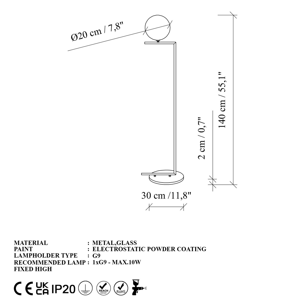 Lampadar, L'essentiel Maison, 521SHN2274, Negru - view 8