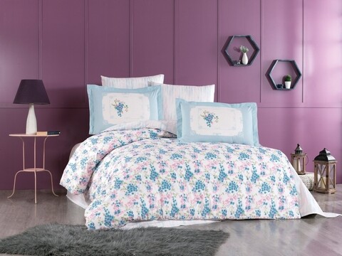 Lenjerie de pat pentru o persoana, 3 piese, 160×220 cm, 100% bumbac poplin, Hobby, Perla, roz 100