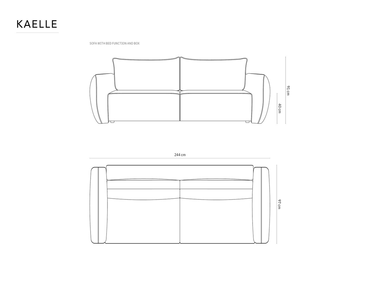 Canapea extensibila 3 locuri, Kaelle, Micadoni Home, BL, 244x97x91 cm, poliester chenille, bej