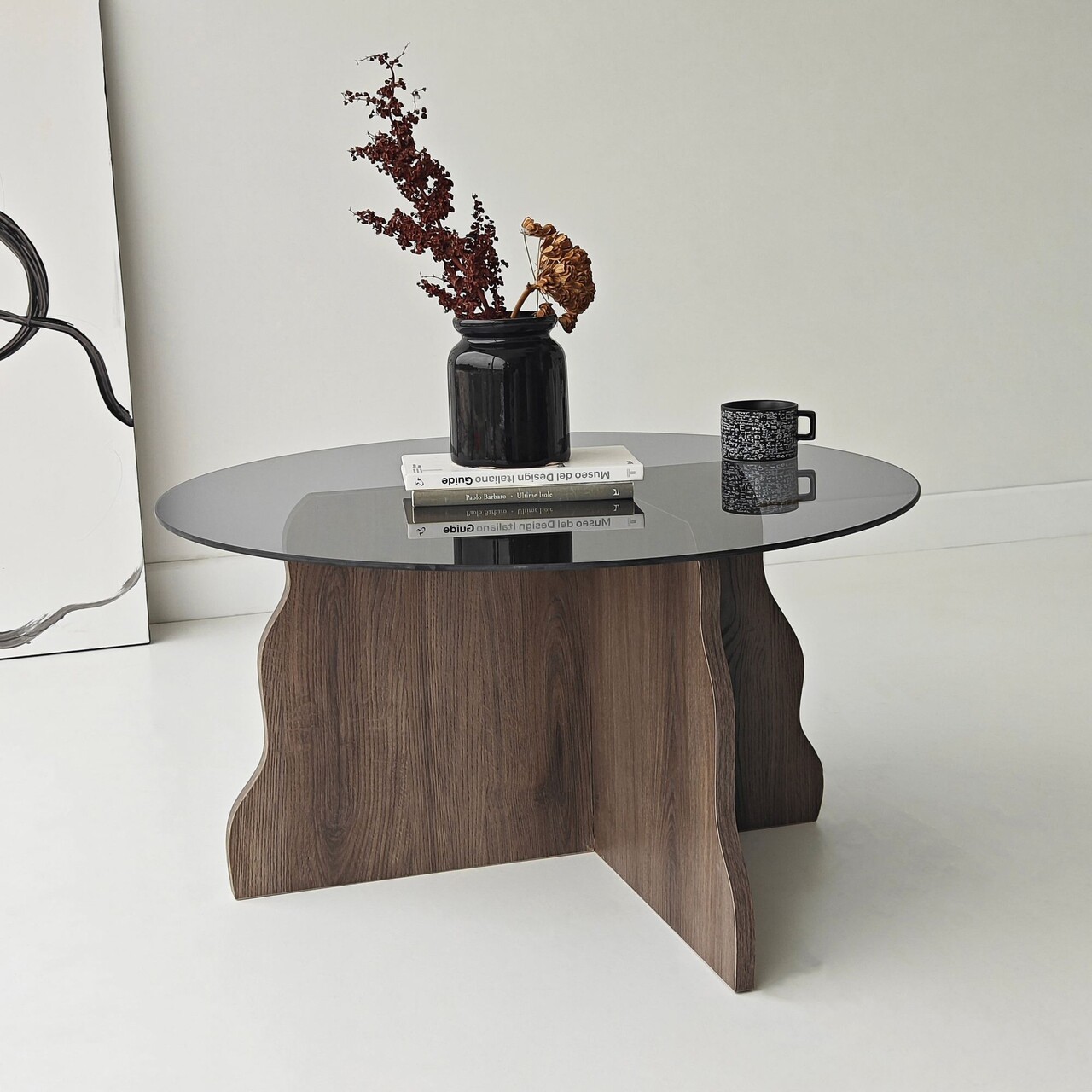 Masuta de cafea, Hanah Home, Butterfly, 75x40x75 cm, Nuc / Fume - view 4