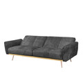 Canapea extensibila 3 locuri Samtige, Homla, 212x84x86.5 cm, lemn/catifea din poliester, negru