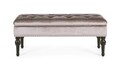 Bancheta Bernard, Bizzotto, cu spatiu de depozitare, 108.5x43x45 cm, catifea, grej
