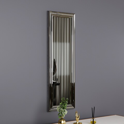 Oglinda decorativa, Siam, Boss, 30x90x3 cm, MDF , Argintiu